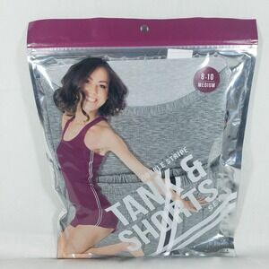 Double Stripe Tank & Short Set‎ Women's Gray Med 8-10 Cozy & Comfortable